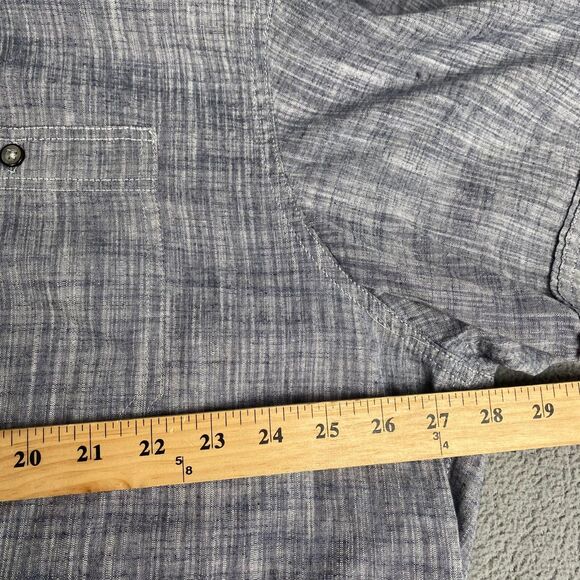 PD & C Short Men's 2X Sleeve Button Down Polo Shirt Dark Gray Denim 100% Cotton - Picture 4 of 12